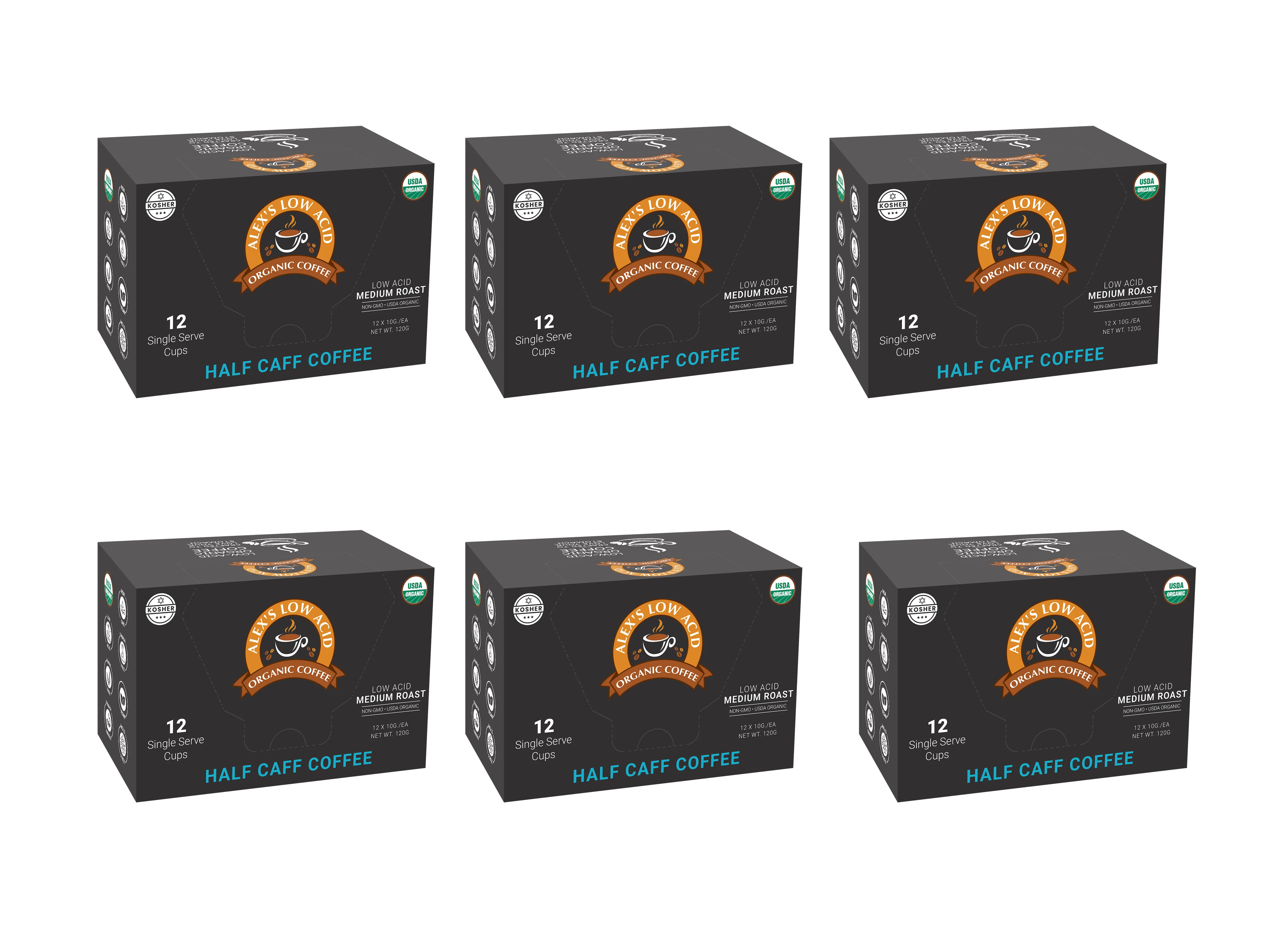 Alex's Low Acid Organic Coffee™ Single Serve Cups - Half Caff - Image 4