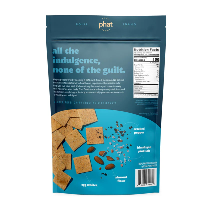 Almond Flour Crackers by Real Phat Foods - Cracked Pepper (4.5 oz) - Image 2