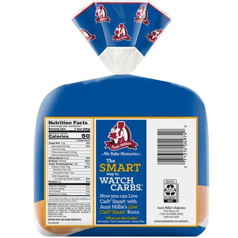 Aunt Millie's Live Carb Smart Hot Dog Bun, 8 buns - Image 2