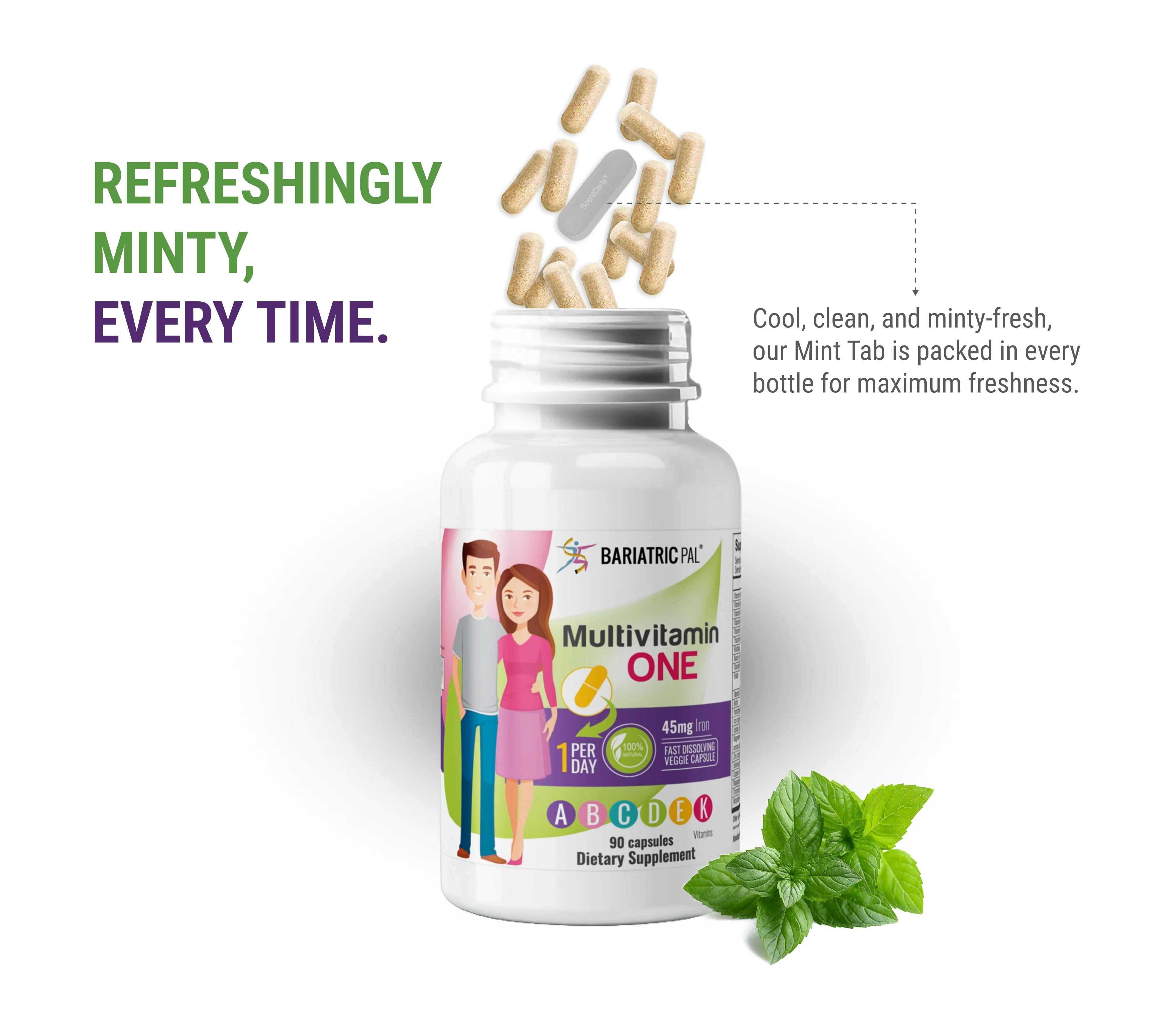 BariatricPal Multivitamin ONE "1 per Day!" Bariatric Multivitamin Capsule with 45mg Iron - Image 4