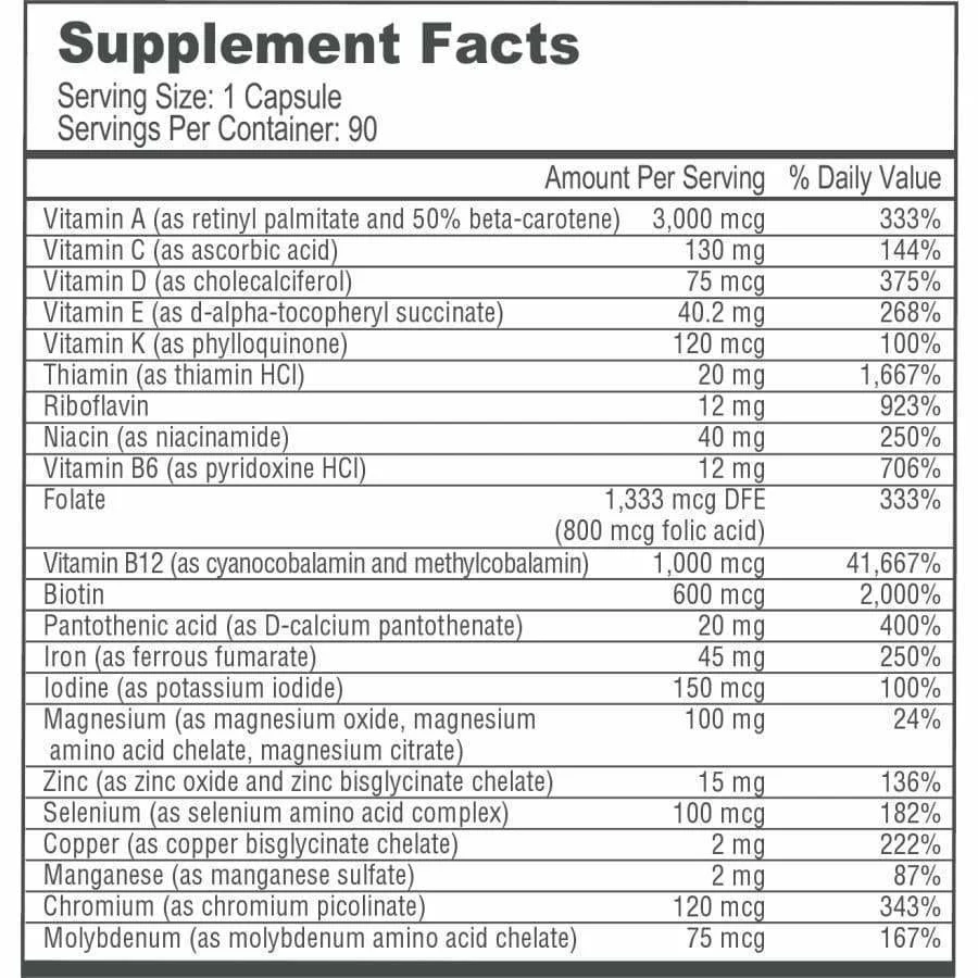 BariatricPal Multivitamin ONE "1 per Day!" Bariatric Multivitamin Capsule with 45mg Iron - Image 7