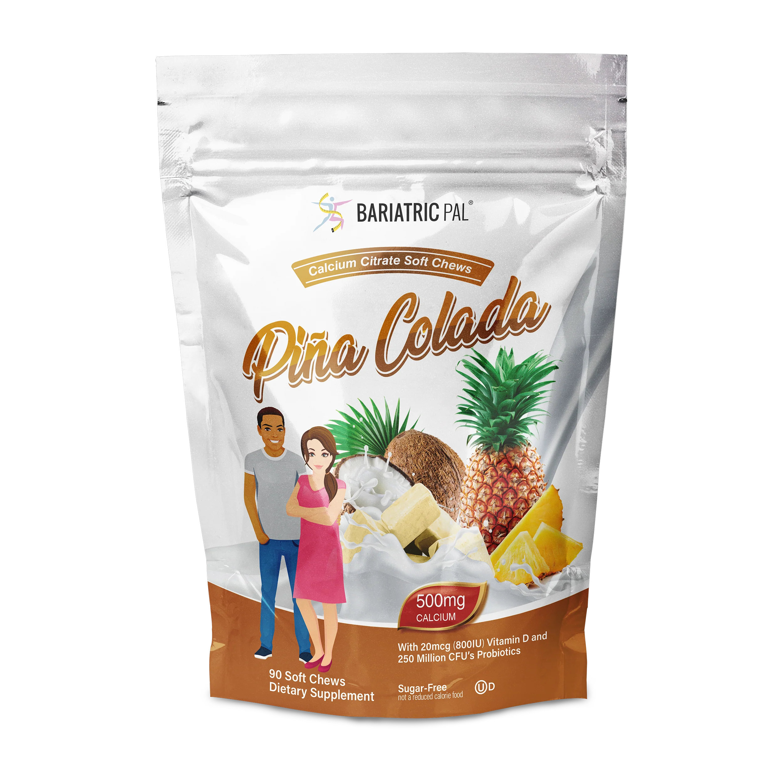BariatricPal Sugar-Free Calcium Citrate Soft Chews 500mg with Probiotics - Piña Colada - Image 3
