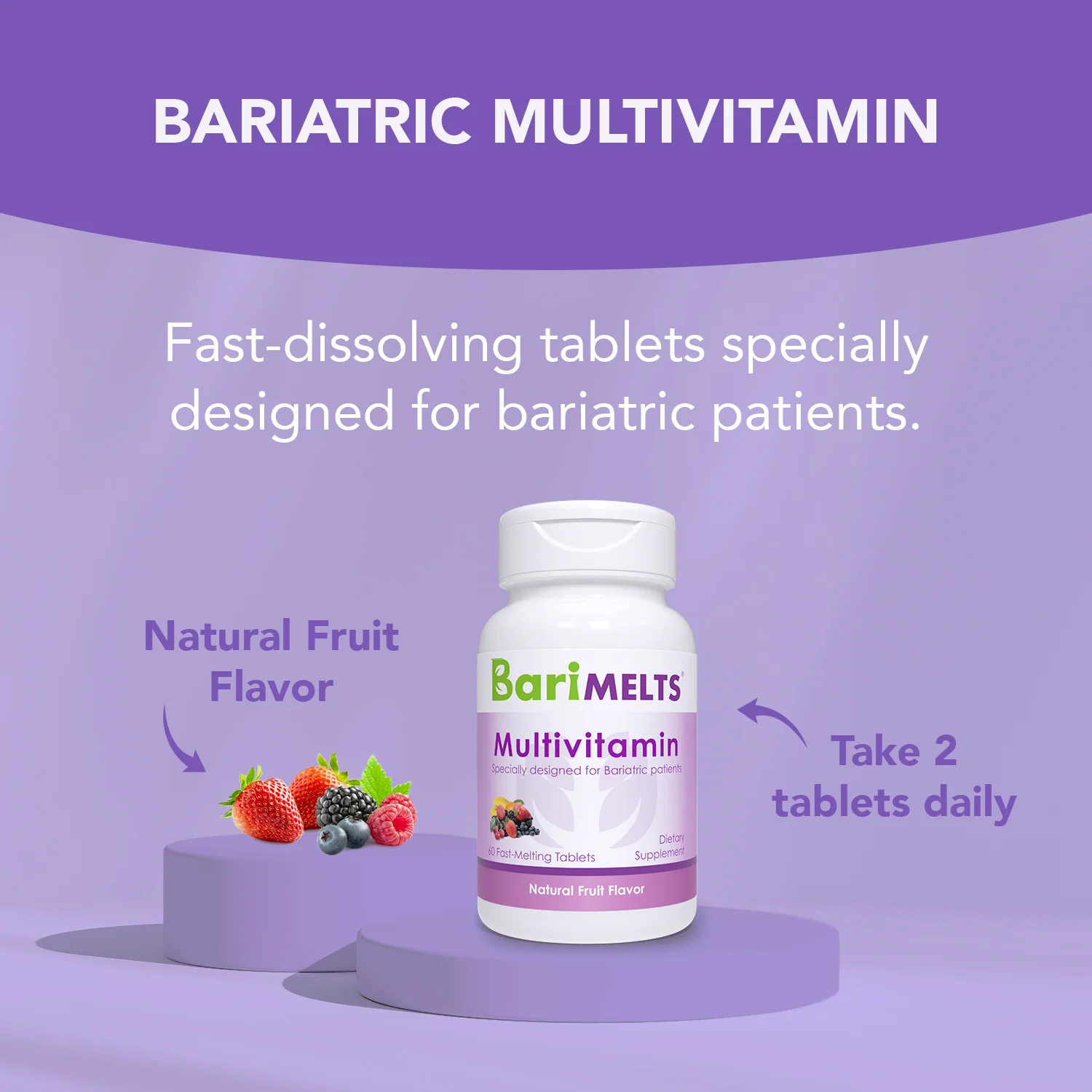 BariMelts Multivitamin - 60 Fast-Dissolving Tablets - Natural Fruit Flavor - Image 3