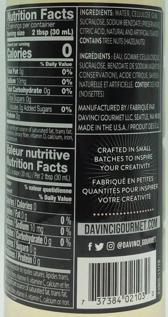Da Vinci Sugar Free Syrup - Image 2
