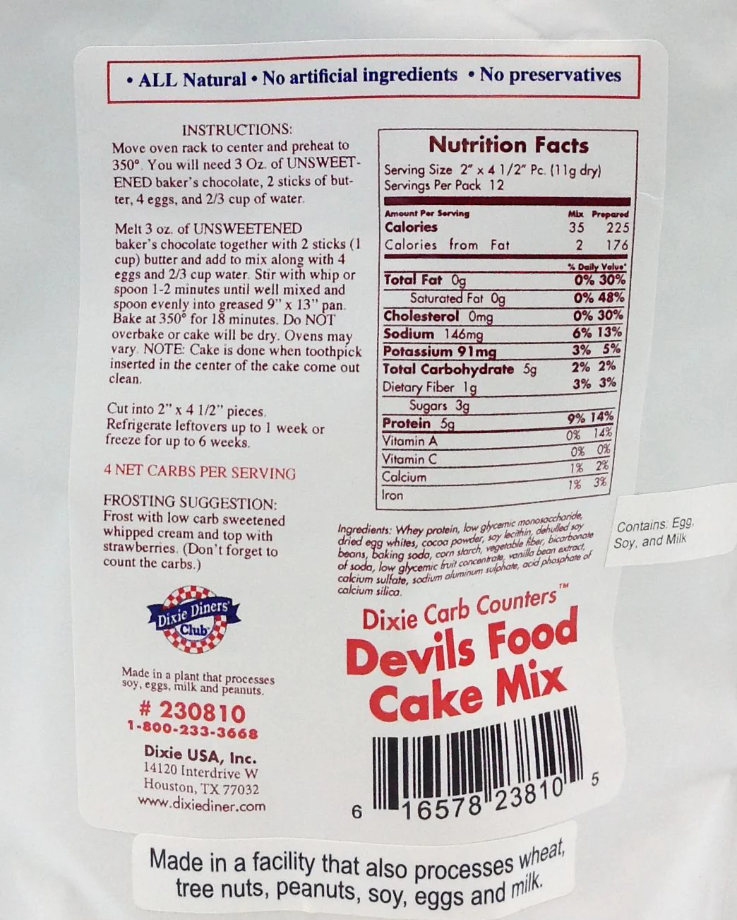 Dixie USA Carb Counters Classic Devils Food Cake Mix, 4.9 oz. (CLEARANCE: Best by February 27, 2026) - Image 2