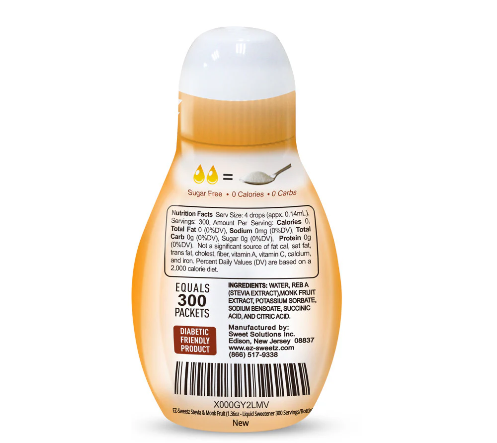 EZ-Sweetz Liquid Sweetener, Stevia & Monk Fruit twin pack - Image 2