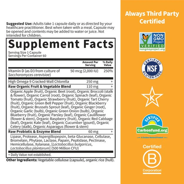 Garden of Life Vitamin Code RAW D3 60 veg capsules - Image 2