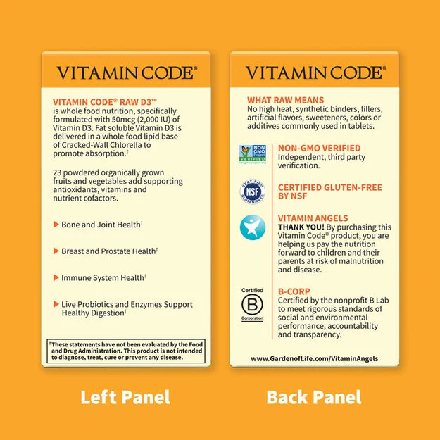 Garden of Life Vitamin Code RAW D3 60 veg capsules - Image 3