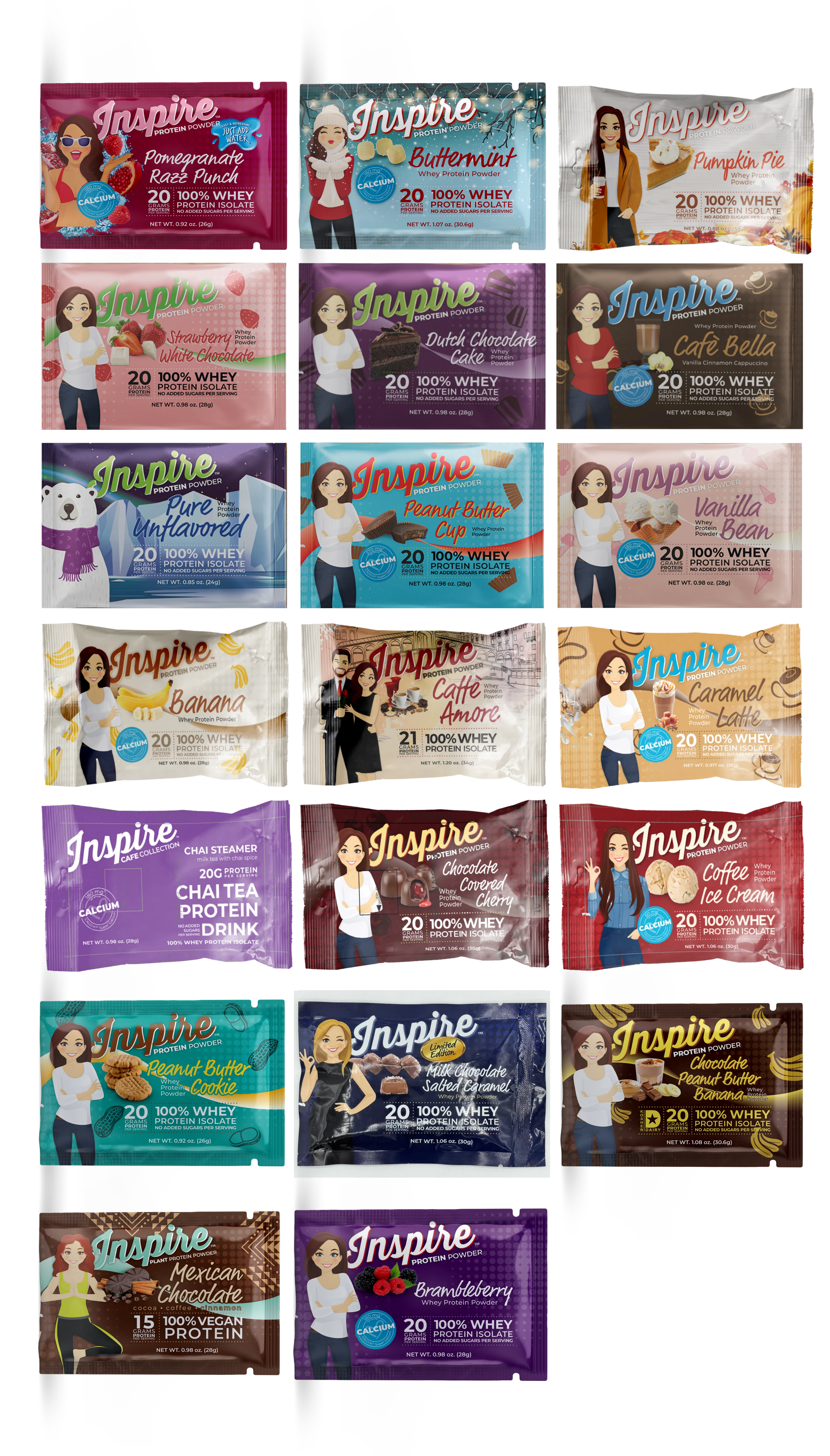 Inspire Single Serve Protein Powder by Bariatric Eating - 20 Flavor Variety Pack!