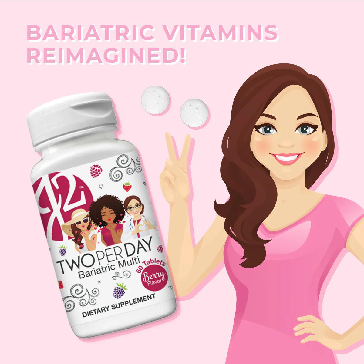 J2 Two per Day Berry Bariatric Chewable Tablets by Bariatric Eating - Image 3