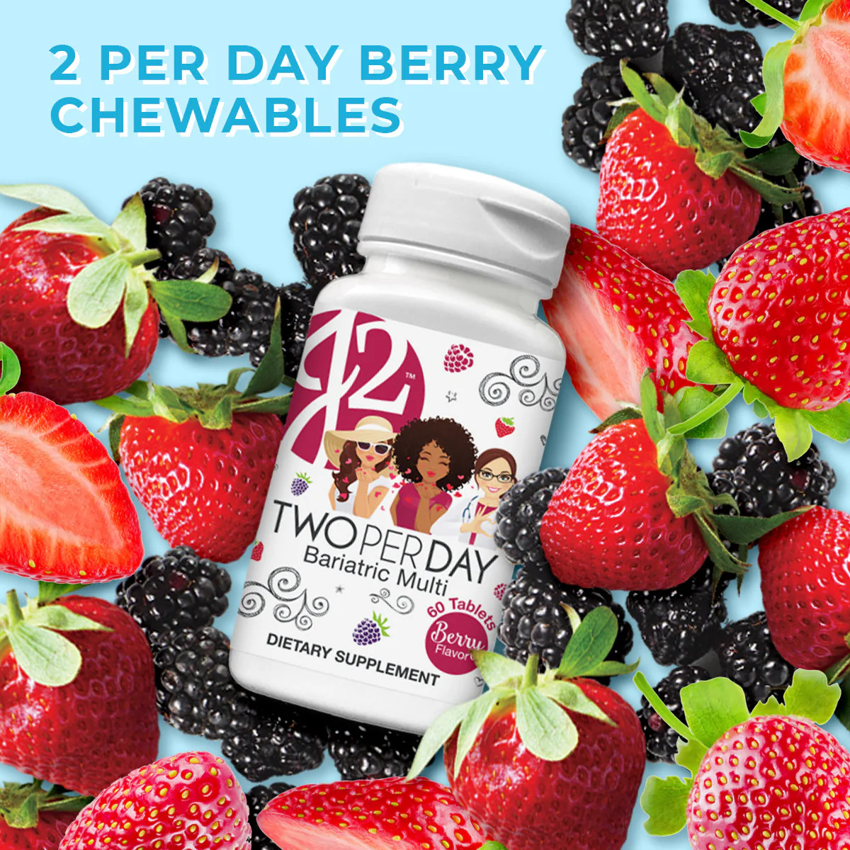 J2 Two per Day Berry Bariatric Chewable Tablets by Bariatric Eating - Image 4