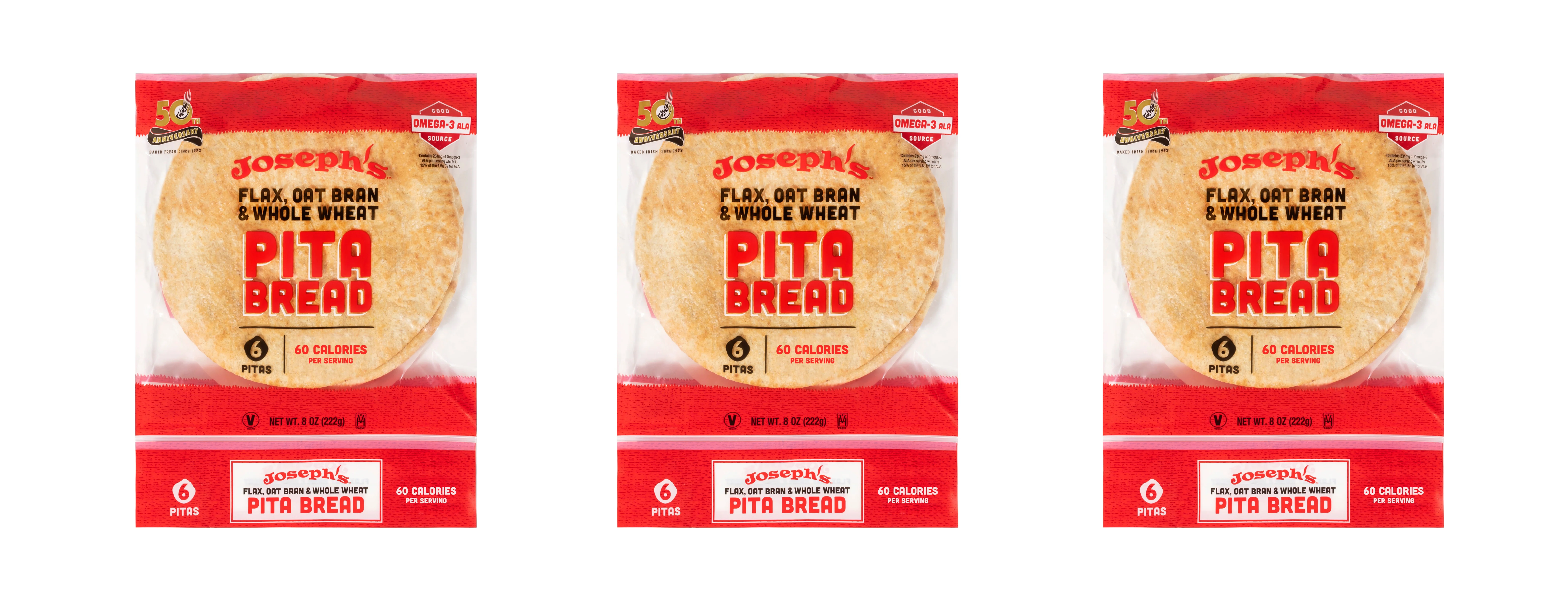 Joseph's Bakery Flax Oat Bran & Whole Wheat Pita Bread - Image 3