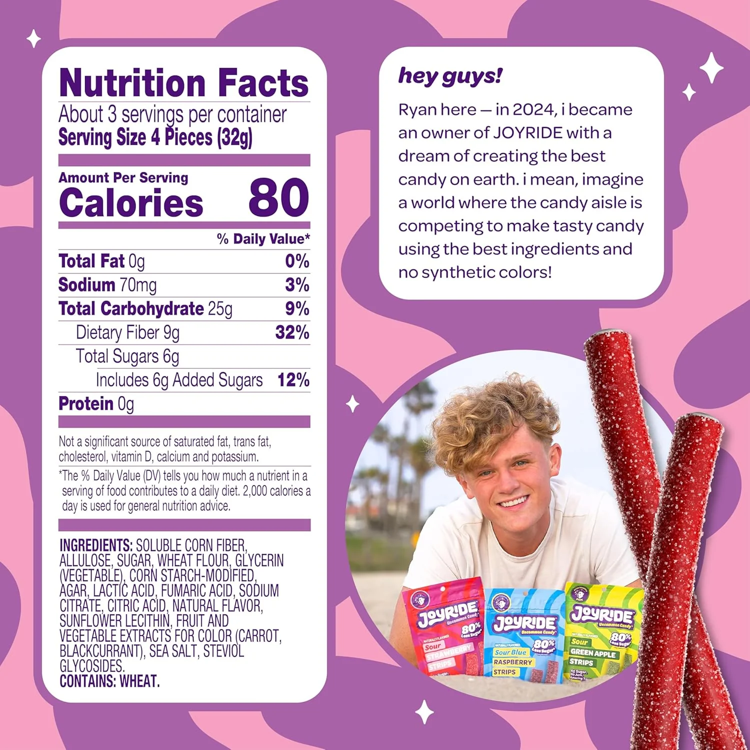 Joyride Sour Strawberry Ropes, 3.5 oz - Image 2