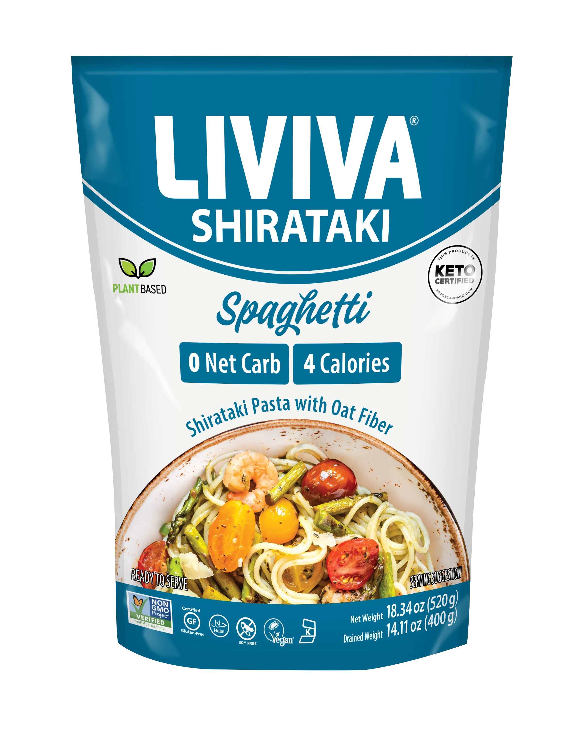 Liviva Organic Shirataki Pasta with Oat Fiber - Spaghetti, 18.34 oz