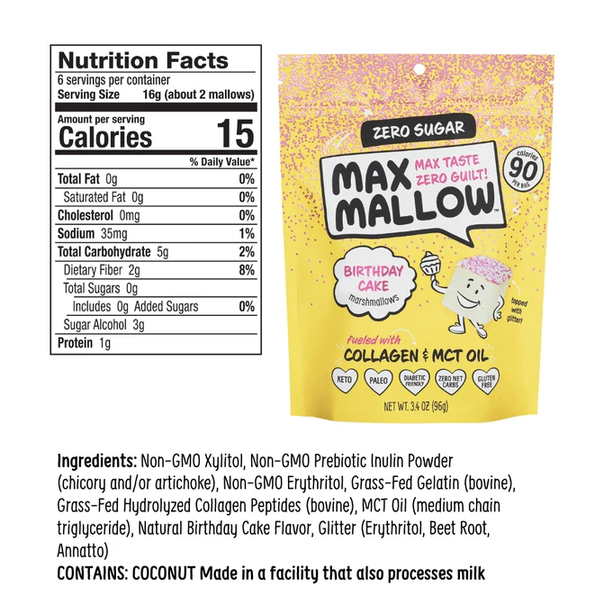 Max Mallow Low Carb Keto Marshmallows by Know Brainer Foods - Birthday Cake - Image 2