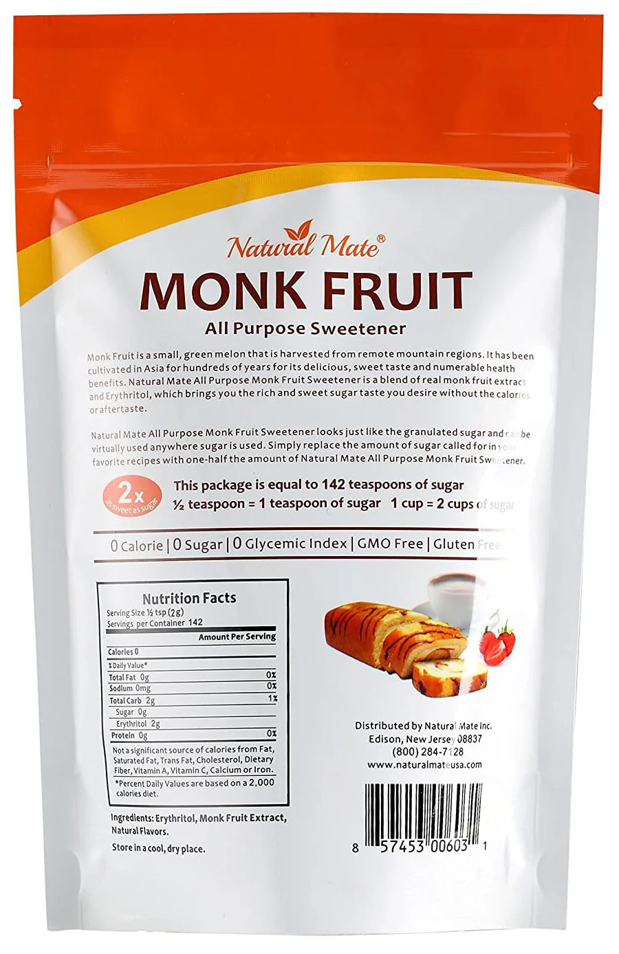 Natural Mate Monk Fruit with Erythritol, All Purpose Natural Sweetener 10 oz (284g) - Image 2