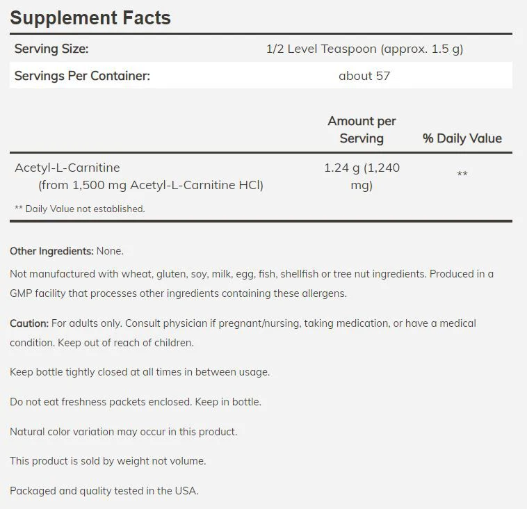 NOW Acetyl-L-Carnitine - Image 2