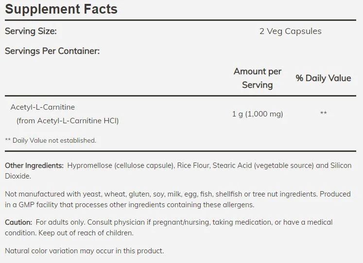 NOW Acetyl-L-Carnitine - Image 4