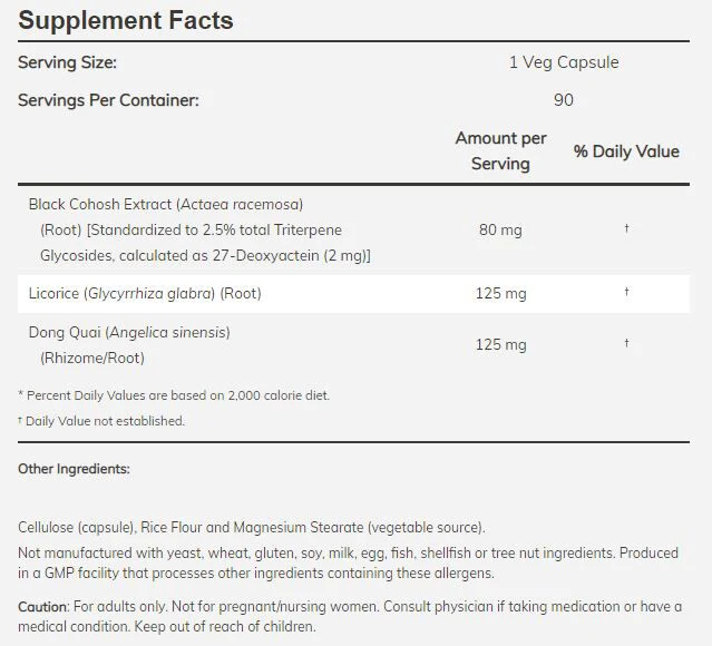 NOW Black Cohosh Root 80mg - 90 veg capsules - Image 2