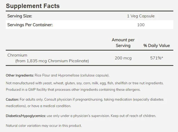 NOW Chromium Picolinate - Image 2