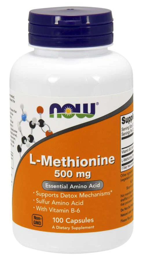 NOW L-Methionine, 500mg 100 Capsules