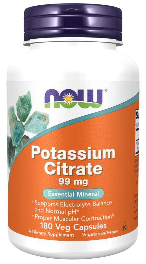 NOW Potassium Citrate 99mg - 180 veg capsules