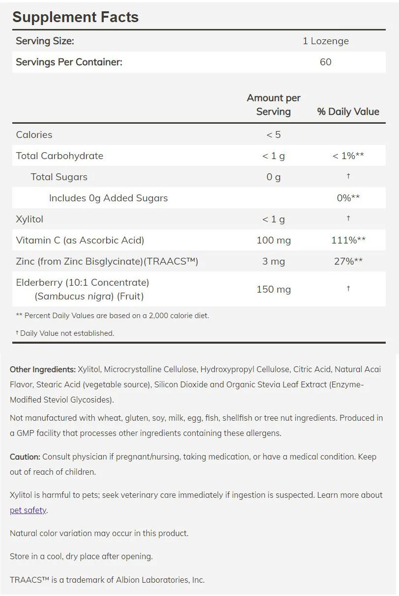 NOW Sambucus Zinc-C 60 lozenges - Image 2