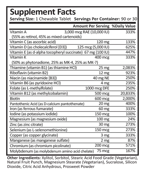 ProCare Health DS/SADI Core Chewable Multivitamin with 60mg Iron - Image 3