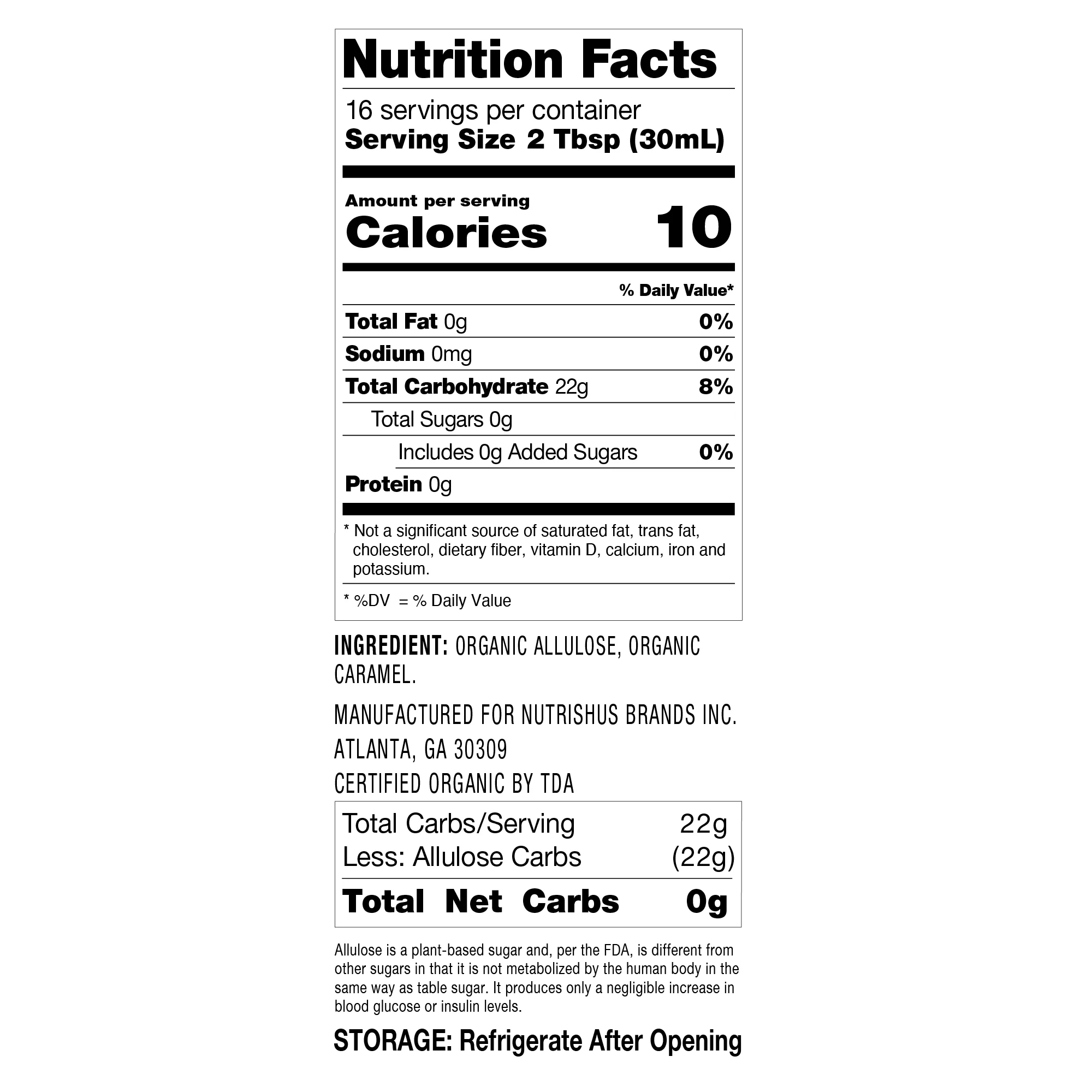 RxSugar Organic Syrup (16 oz) - Caramel - Image 2