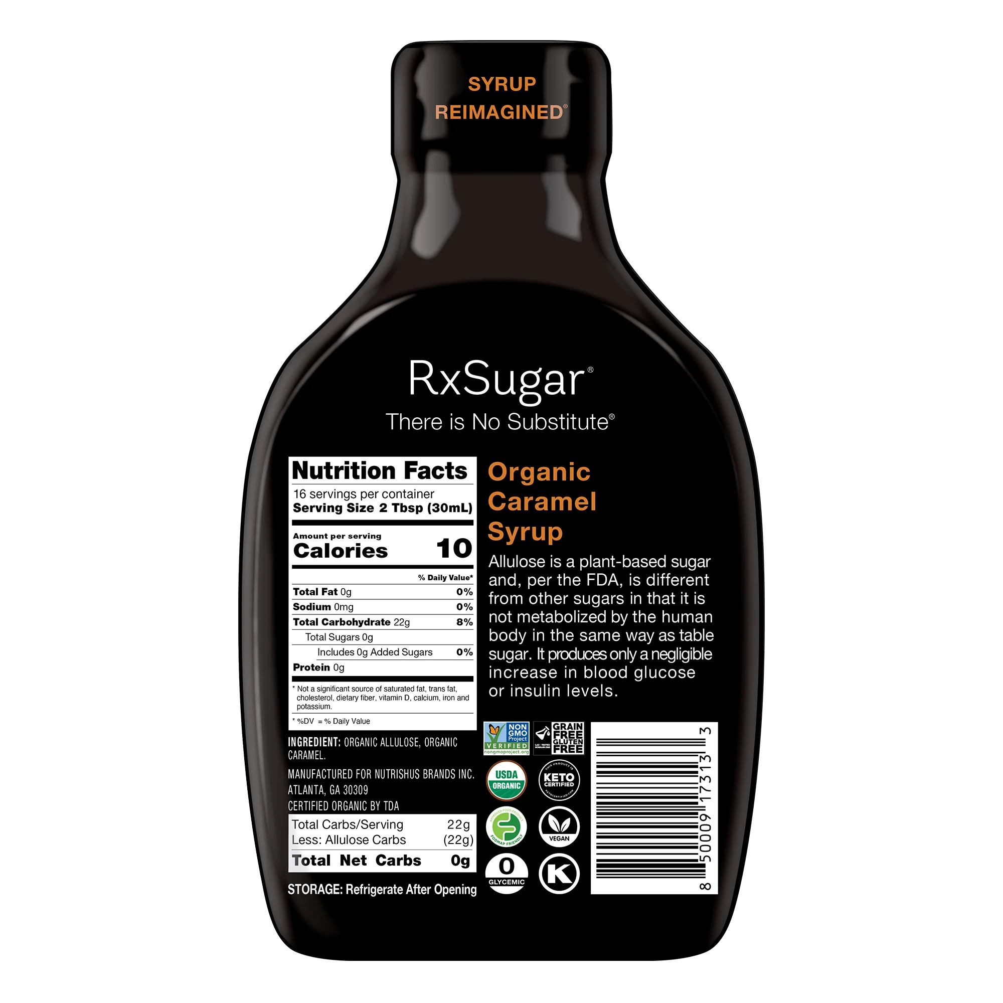 RxSugar Organic Syrup (16 oz) - Caramel - Image 3