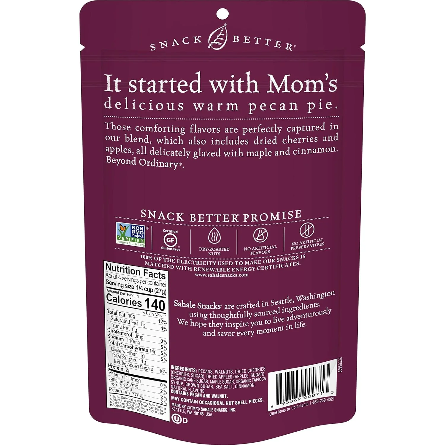 Sahale Snacks Maple Pecans Glazed Mix 4oz Bag - Image 3