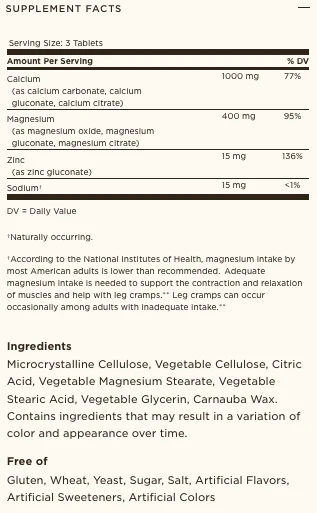 Solgar Calcium Magnesium Plus Zinc Tablets - Image 2