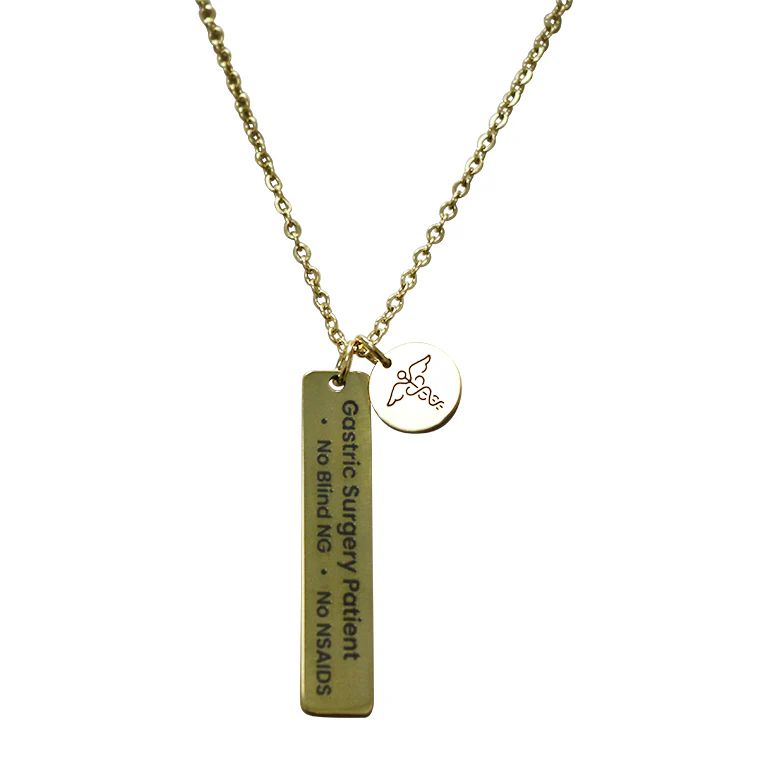 Gastric Surgery Medical Alert Necklace: Engraved Stereoscopic Rod Pendant with Caduceus Charm by BariatricPal - Image 4