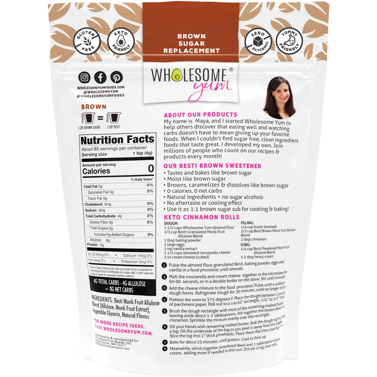 Wholesome Yum Besti Crystallized Brown Monk Fruit Allulose Blend - Image 6